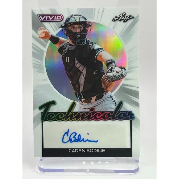 2024 Leaf Vivid Caden Bodine Red Silver Technicolor Auto 4/6 SP Orioles - Picture 1 of 2